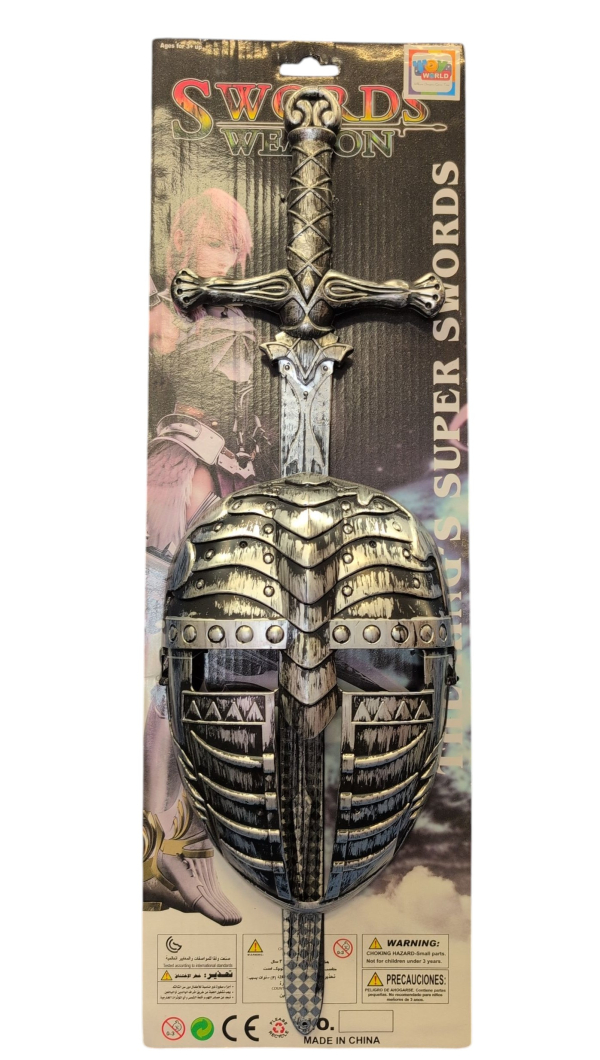 Sword Weapon Toy Medieval Knight Helmet with Sword, Plastic Costume Accessory Set (Ref: 8526635106273)