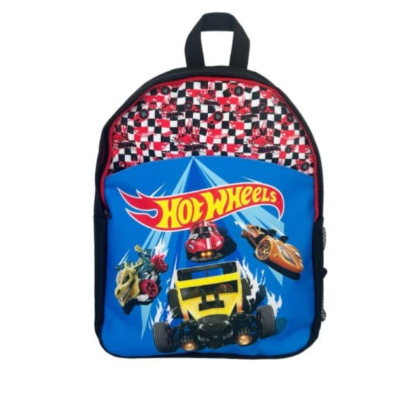 Hot Wheels Kids Backpack, Racing Checkered Pattern, Blue and Black School Bag (Ref: 5055918663101)