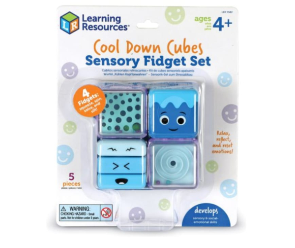 Learning Resources Cool Down Cubes Sensory Fidget Set, 5 Pieces, Ages 4+, Blue (Ref: 765023055825)