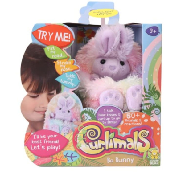 Curlimals Interactive Plush Bo Bunny, 50+ Sounds and Reactions (Ref: 5013197372305)