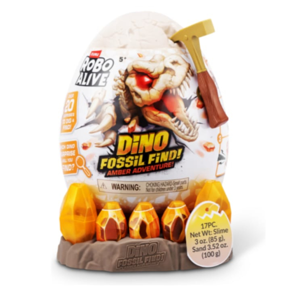 Robo Alive Dino Fossil Find Amber Adventure, Dinosaur Egg Excavation Kit with Slime and Sand (Ref: 193052079183 )