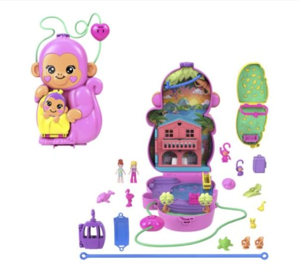 Polly Pocket Adventures in Rio Playset, Monkey Mermaid and Baby with Accessories, 2 Complete Settings (Ref: 194735218004) - Image 2