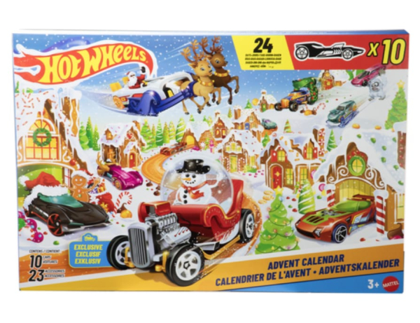 Hot Wheels Holiday Advent Calendar 2023, 24 Days of Surprises with 10 Exclusive Toy Cars (Ref: 194735267262 )