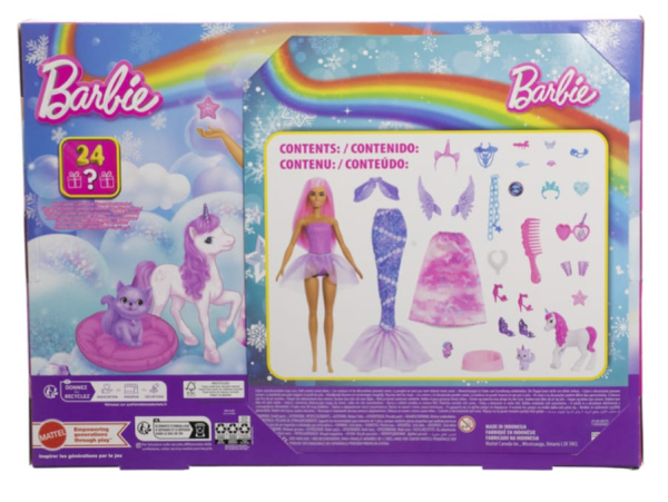 Barbie Advent Calendar 2023, 24 Days of Surprises, Fantasy Theme with Rainbow and Unicorn Design (Ref: 194735300402 ) - Image 2