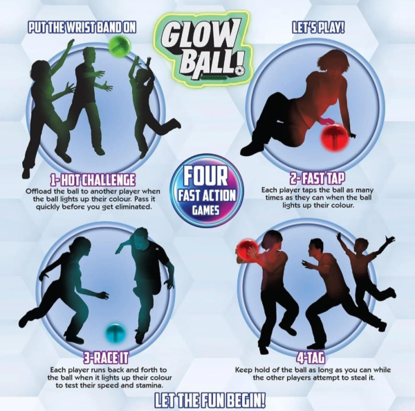 Glow Ball Interactive Game with 3 Wrist Bands, Fast Action Games for Ages 6+, 3 Players (Ref: 0730002014155) - Image 2