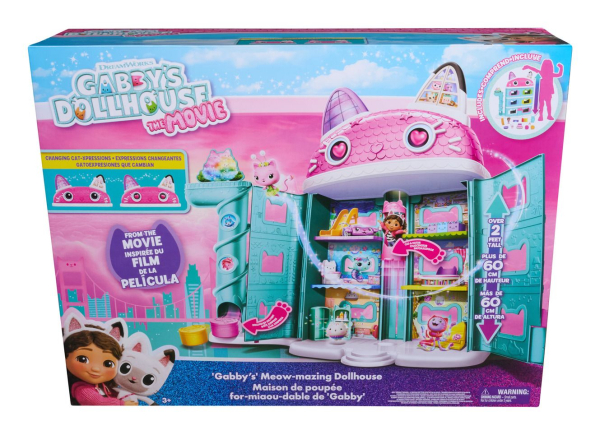 Gabby's Dollhouse Movie Meow-mazing Dollhouse Playset, 60 cm Tall, with Changing Cat Expressions and Multiple Play Areas (Ref: 681147088764)