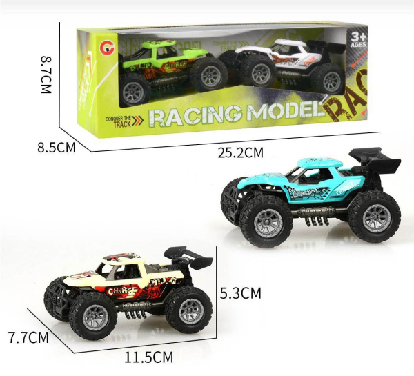 Racing Model Monster Truck Toy Set, Die-Cast Metal, 2 Pack Off-Road Vehicles, Ages 3+ (Ref: 8526635106532)