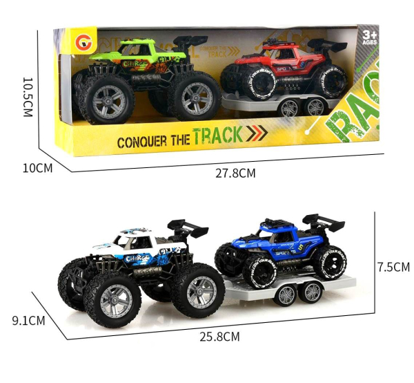 Monster Truck Toy Set, Off-Road Racing Cars,Plastic, 27.8x10x10.5cm, Large Wheels, Track Conqueror Series, Indoor Play, Ages 3+ (Ref: 8526635106556)