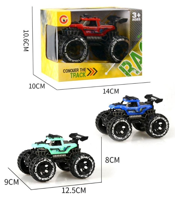 Monster Truck Toy Car, Off-Road Vehicle with Large Wheels, Red Blue Mint Colors, Ages 3+ (Ref: 8526635106563)