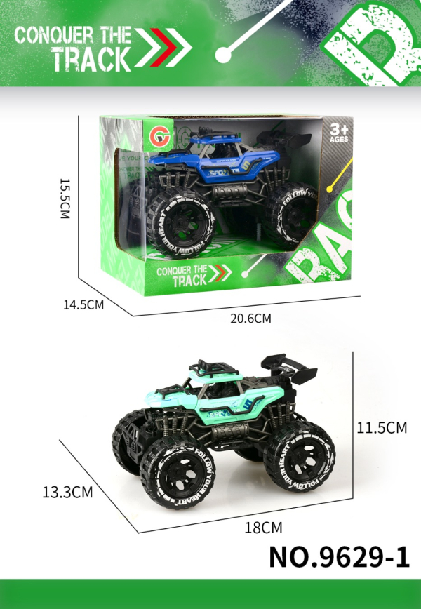 Monster Truck Pull Back Car Toy, Off-Road Vehicle, Blue and Mint Green. Ages 3+ (Ref: 8526635106570)