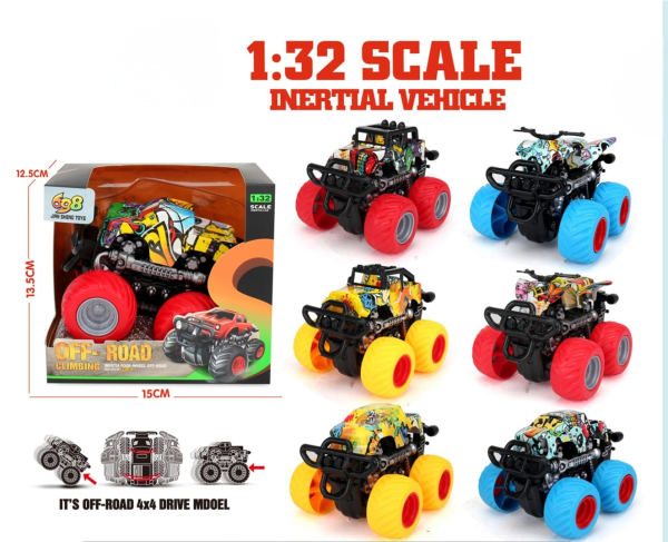 1:32 Scale Off-Road Monster Truck Toy, 4x4 Inertial Vehicle, 13 cm, Graffiti Design, Multicolour (Ref: 8526635106914)