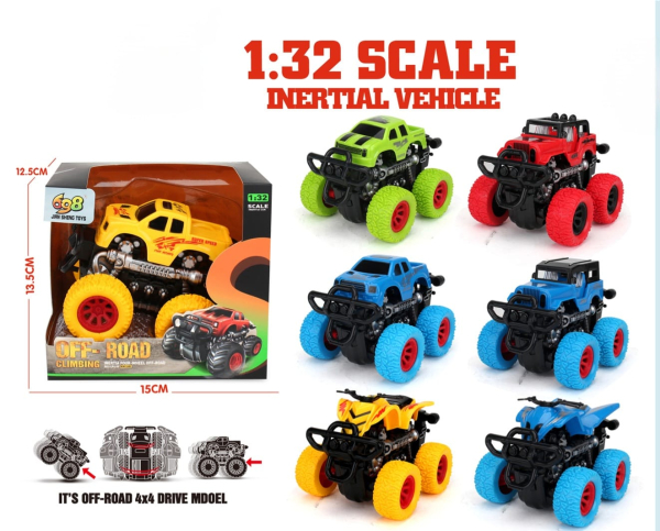 Off-Road Monster Truck Toy, 1:32 Scale, 4x4 Inertial Vehicle, 15 cm, Assorted Colours (Ref: