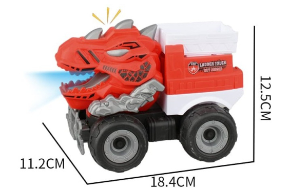 Dinosaur Truck Monster Vehicle, Red and White, Light and Sound Effects, Educational Toy for Kids, Age 3+ (Ref: 8526635106617) - Image 4