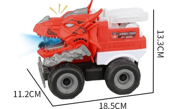 Dinosaur Truck Monster Vehicle, Red and White, Light and Sound Effects, Educational Toy for Kids, Age 3+ (Ref: 8526635106617) - Image 3