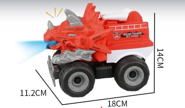 Dinosaur Truck Monster Vehicle, Red and White, Light and Sound Effects, Educational Toy for Kids, Age 3+ (Ref: 8526635106617) - Image 2