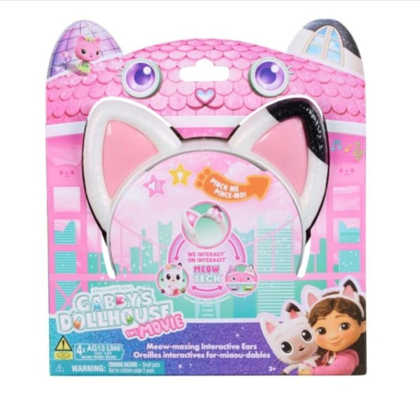 Gabby's Dollhouse Movie Interactive Cat Ears, Meow-mazing Light-up Headband, Pink and White, Ages 3+ (Ref: 681147073616)