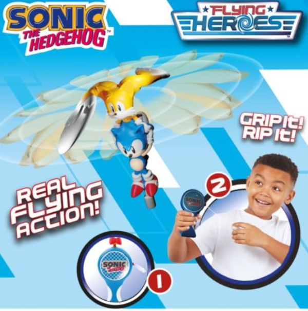Sonic the Hedgehog Flying Heroes Action Figure Toy with Real Flying Action, Grip and Rip Launch System (Ref: 5029736079819) - Image 2