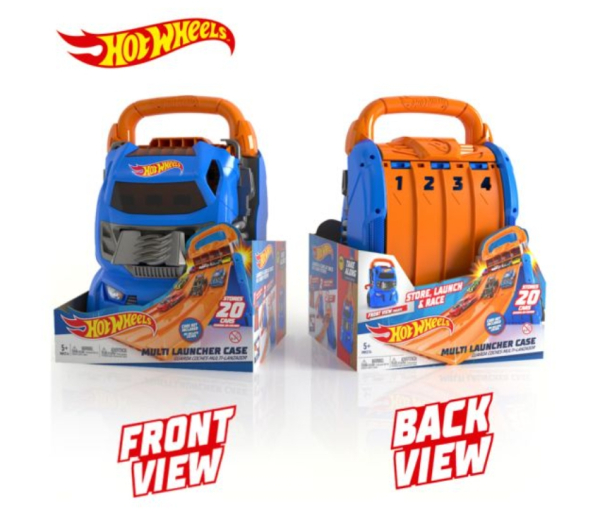 Hot Wheels Multi Launcher Case, Blue and Orange Storage Case with Race Track, Holds 20 Cars (Ref: 4893825032167)