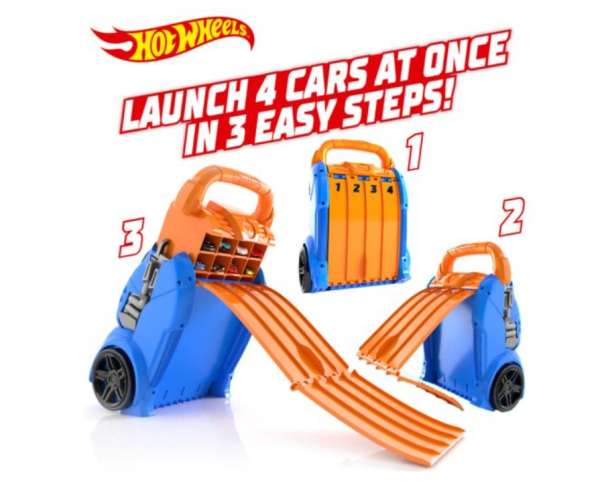 Hot Wheels Multi Launcher Case, Blue and Orange Storage Case with Race Track, Holds 20 Cars (Ref: 4893825032167) - Image 5
