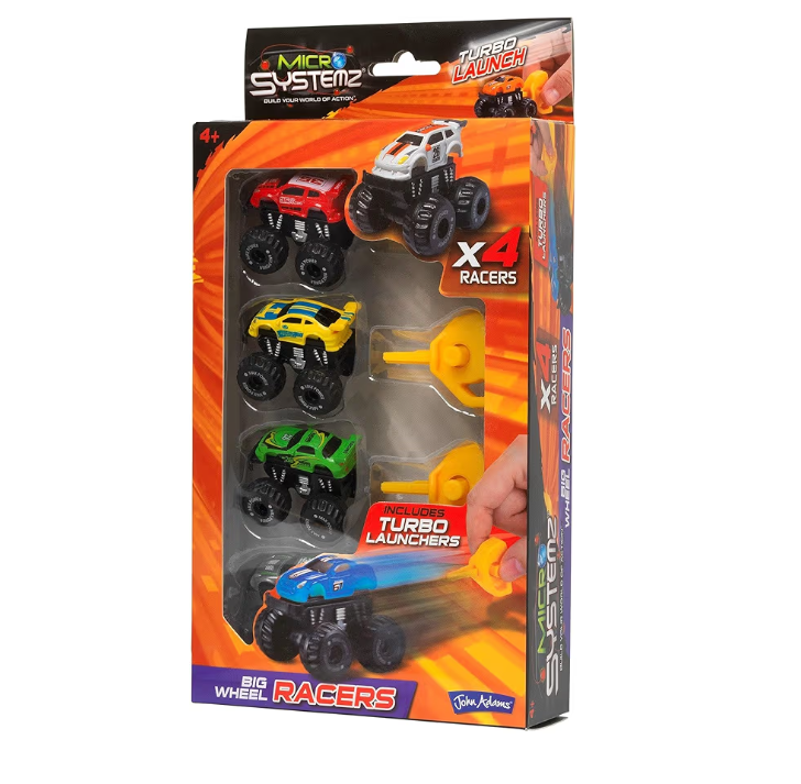 Micro Systemz Big Wheel Racers Turbo Launch, 4 Monster Truck Racers ...